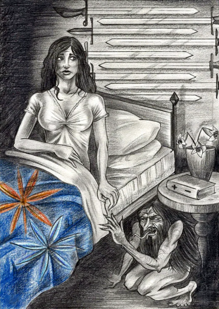 Nine of Swords tarot artwork